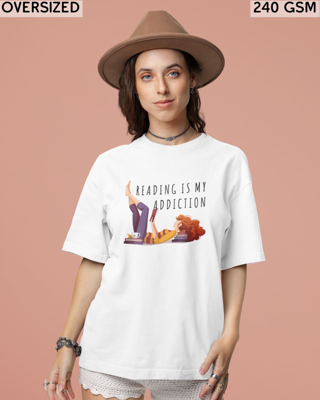 Reading Is My Addiction Oversized T-Shirt - Unisex