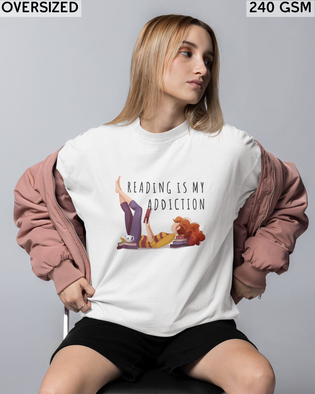 Reading Is My Addiction Oversized T-Shirt - Unisex