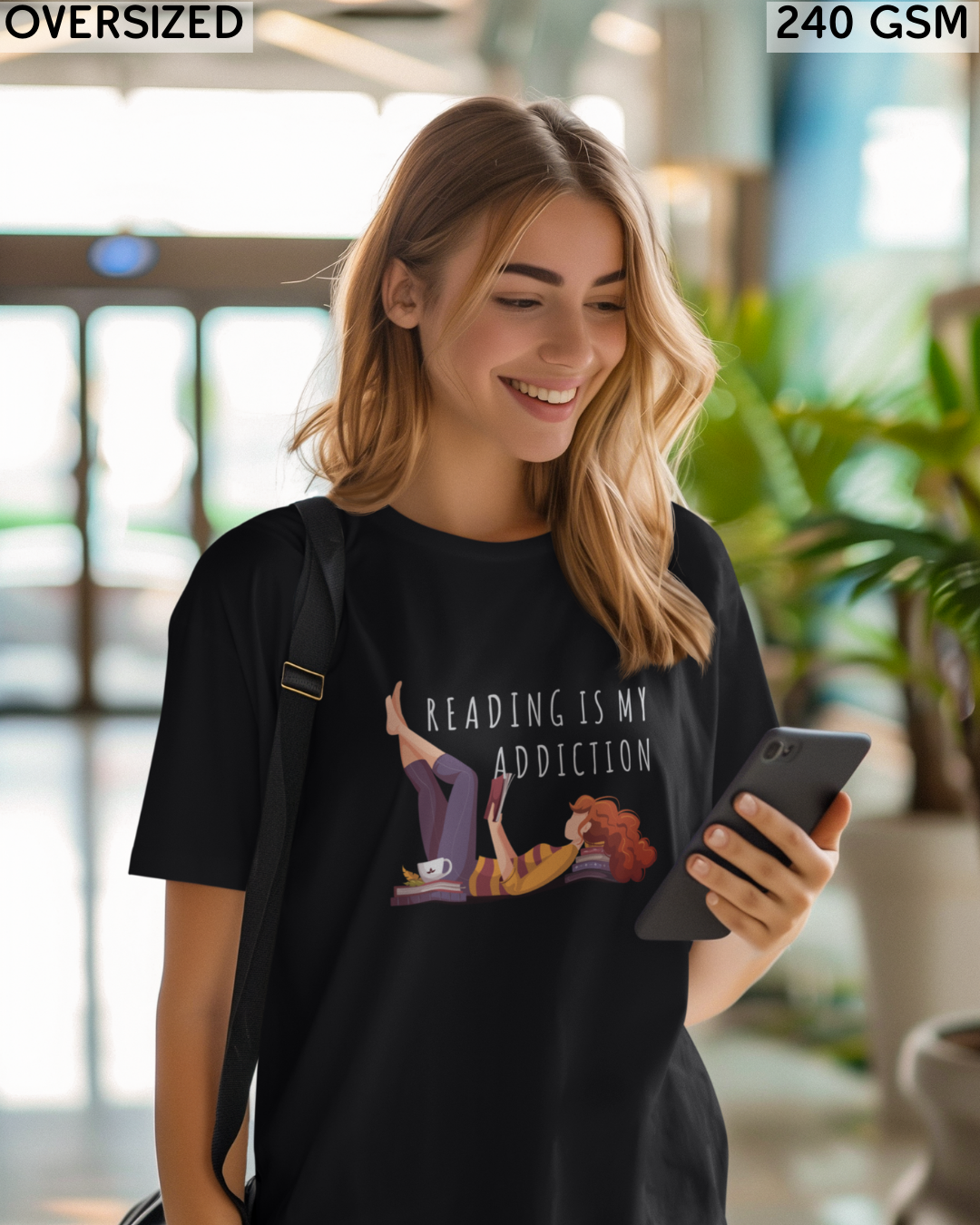 Reading Is My Addiction Oversized T-Shirt - Unisex