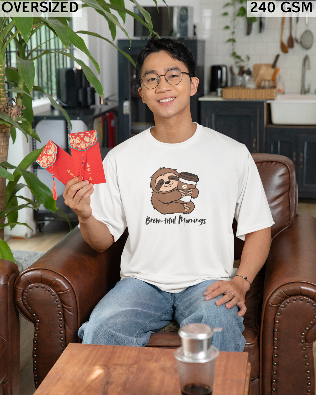 Brew-tiful Mornings Oversized T-Shirt - Unisex