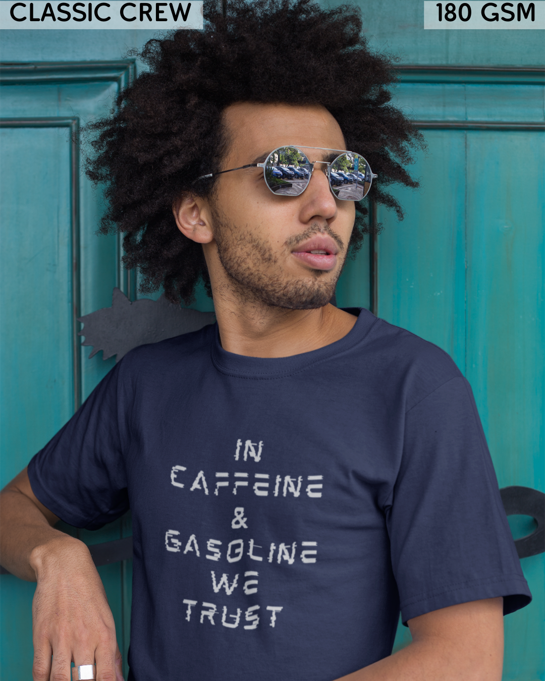 In Caffeine And Gasoline We Trust - Biker's T-Shirt - Unisex