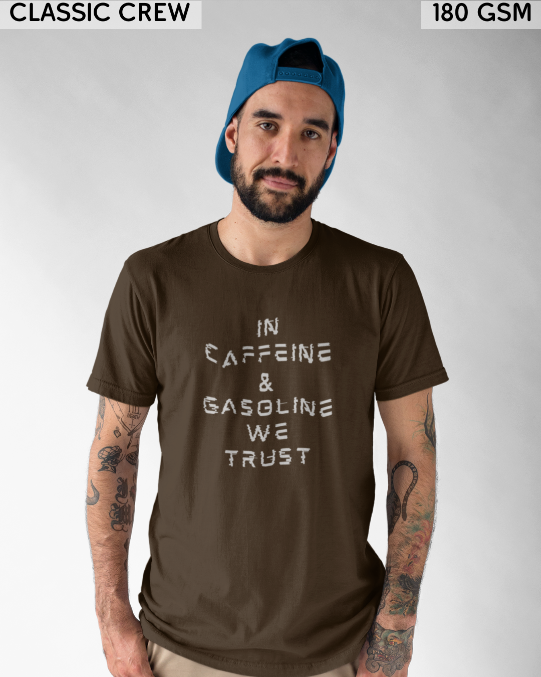 In Caffeine And Gasoline We Trust - Biker's T-Shirt - Unisex