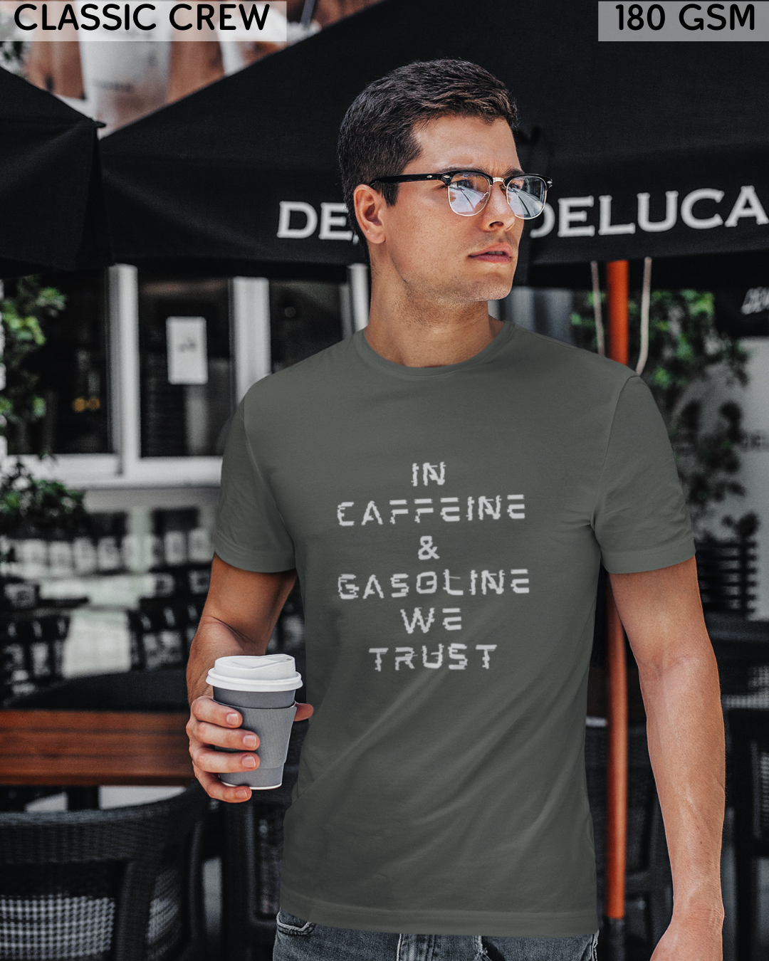 In Caffeine And Gasoline We Trust - Biker's T-Shirt - Unisex