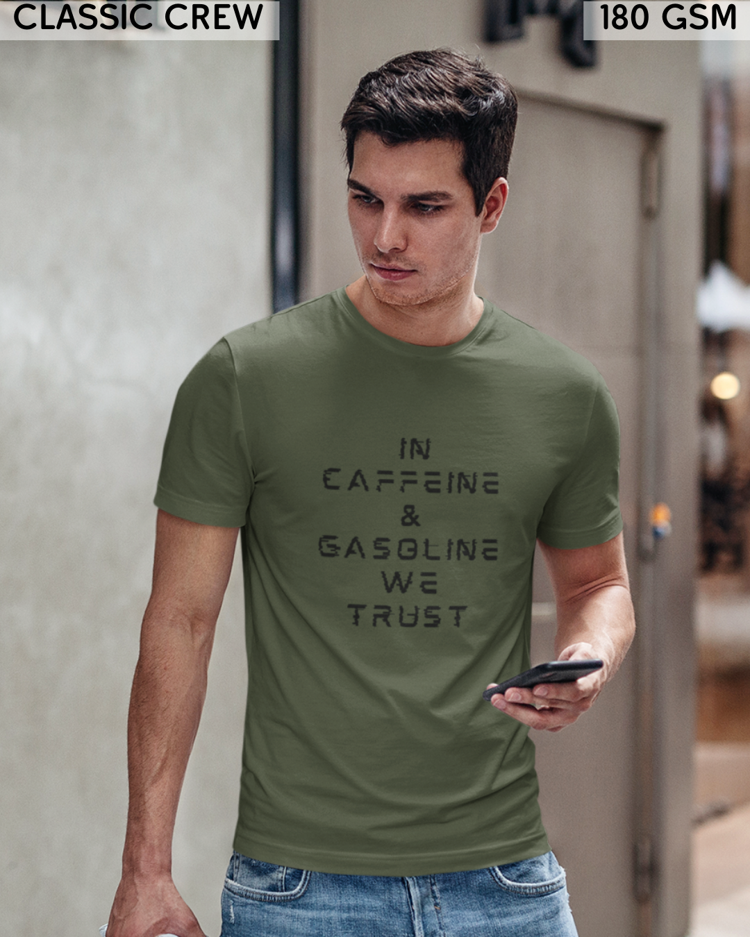 In Caffeine And Gasoline We Trust - Biker's T-Shirt - Unisex