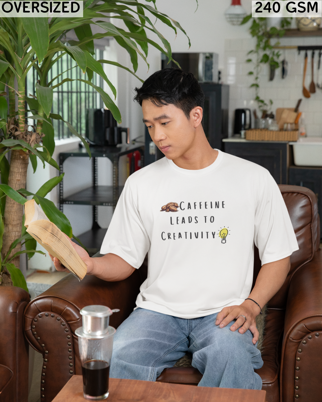 Caffeine Leads to Creativity Oversized T-Shirt - Unisex