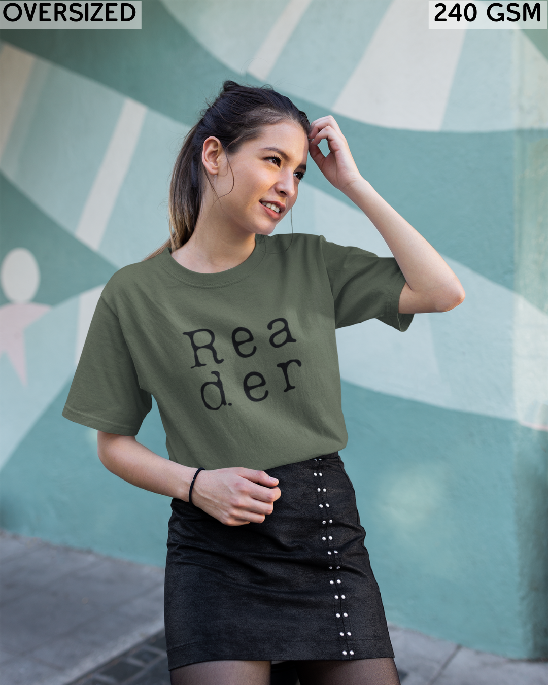 Reader Large (English) Text Oversized T-Shirt - Unisex
