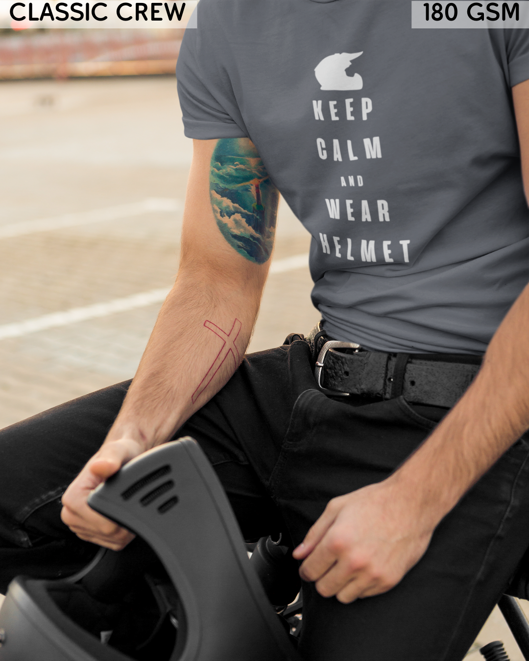 Keep Calm And Wear Helmet - Biker's T-Shirt - Unisex
