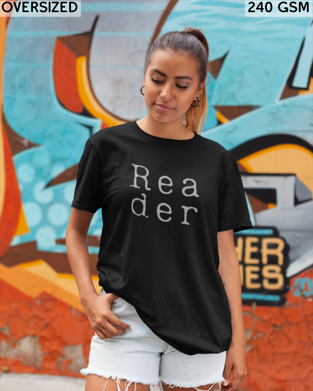 Reader Large (English) Text Oversized T-Shirt - Unisex