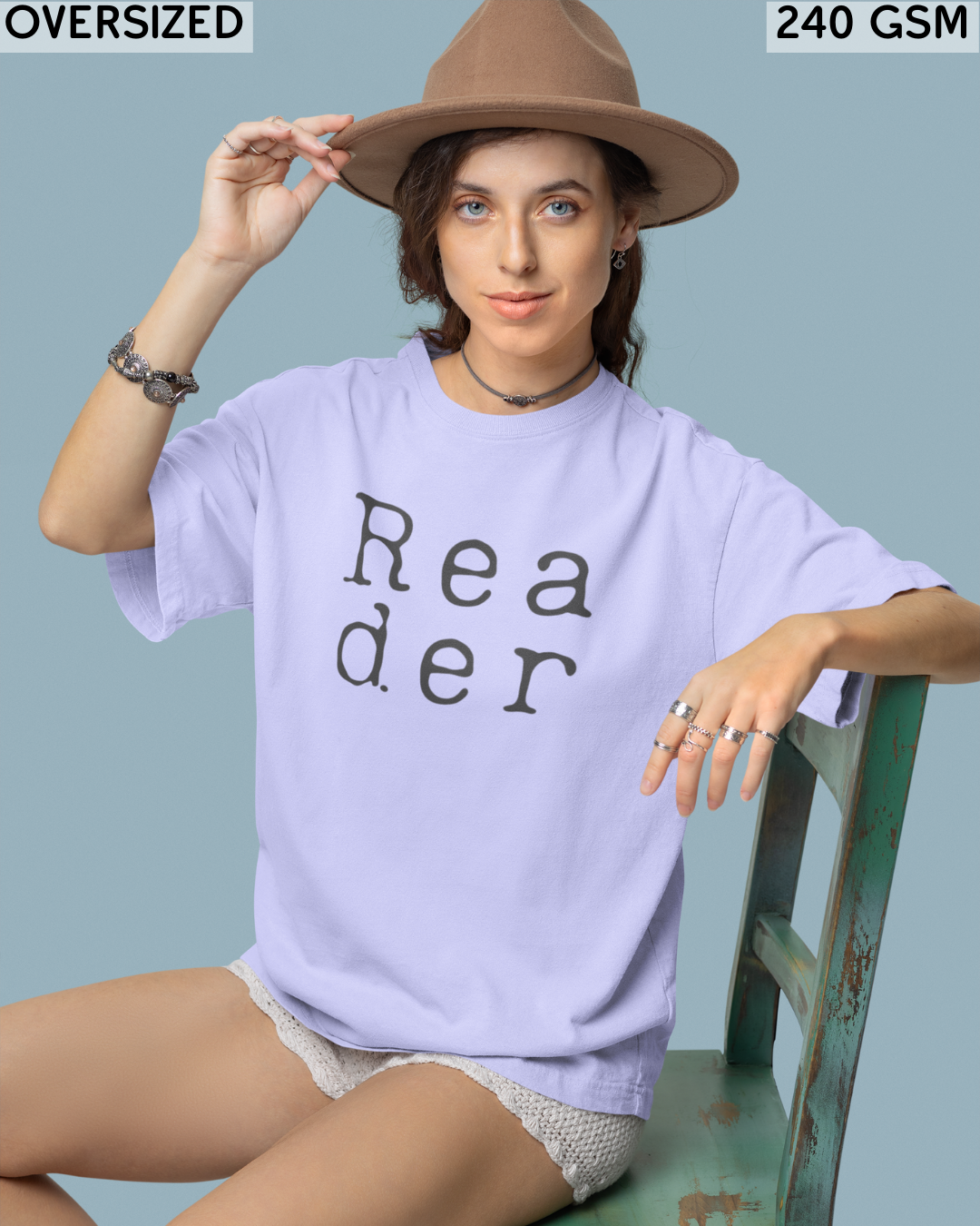Reader Large (English) Text Oversized T-Shirt - Unisex