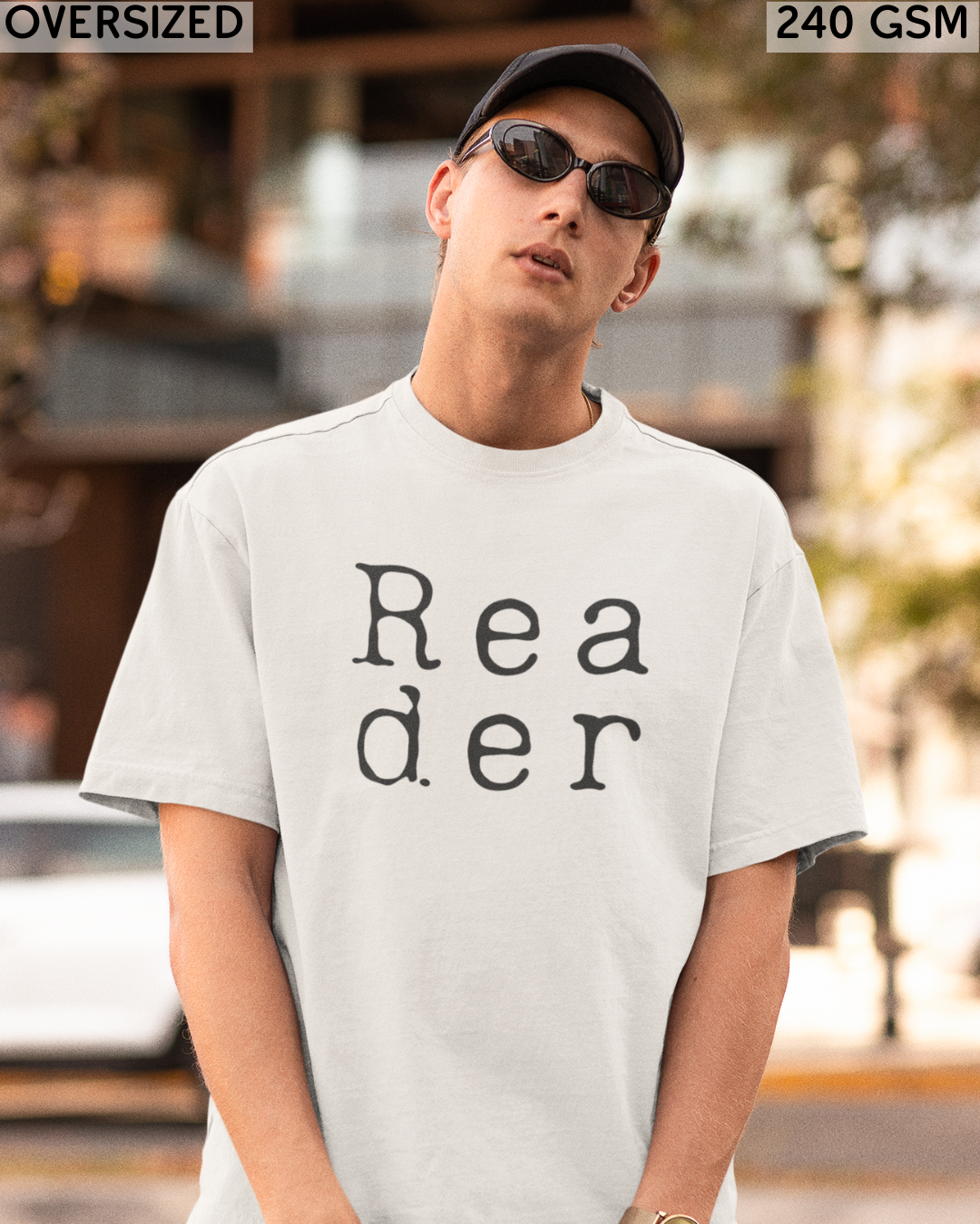 Reader Large (English) Text Oversized T-Shirt - Unisex
