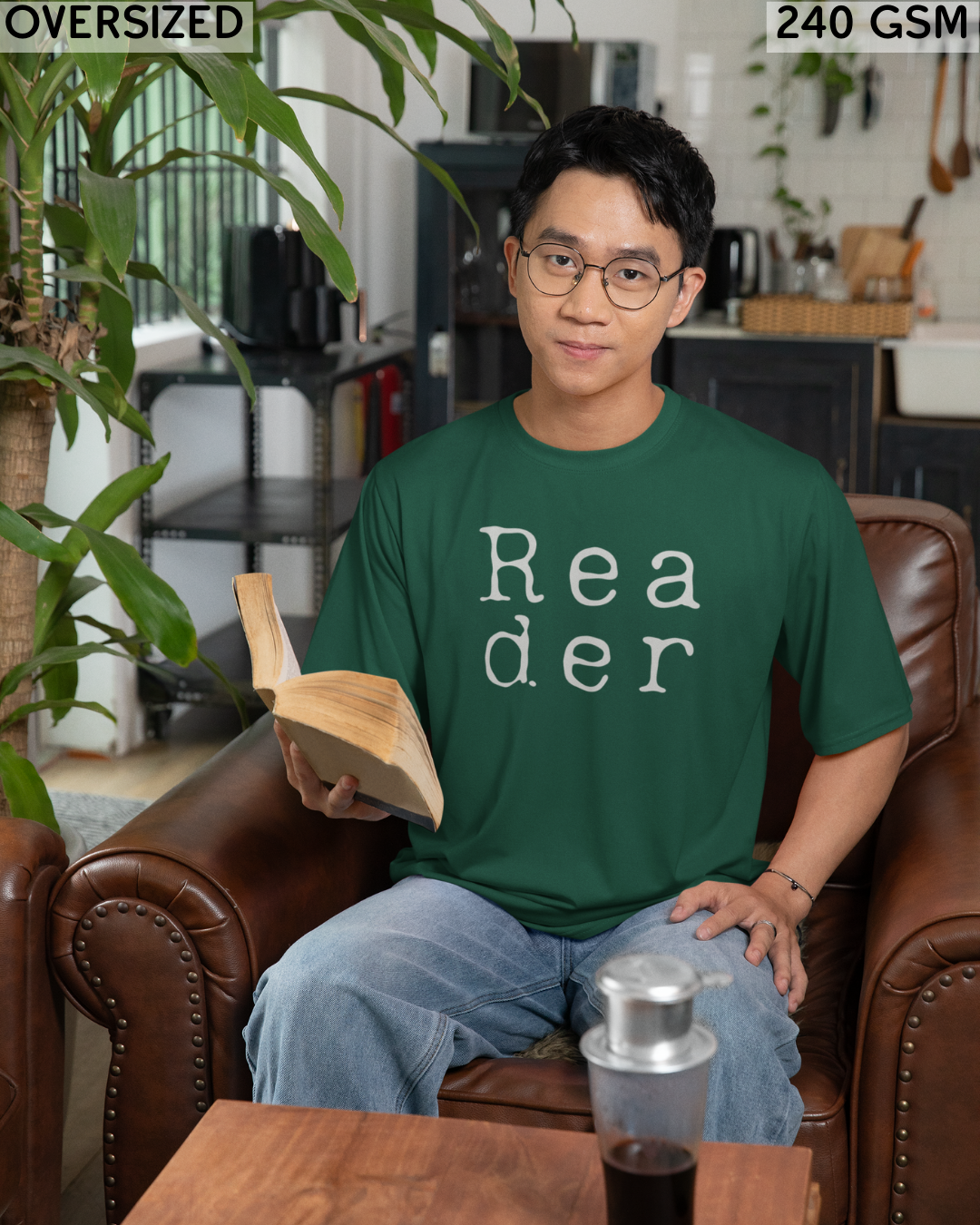 Reader Large (English) Text Oversized T-Shirt - Unisex