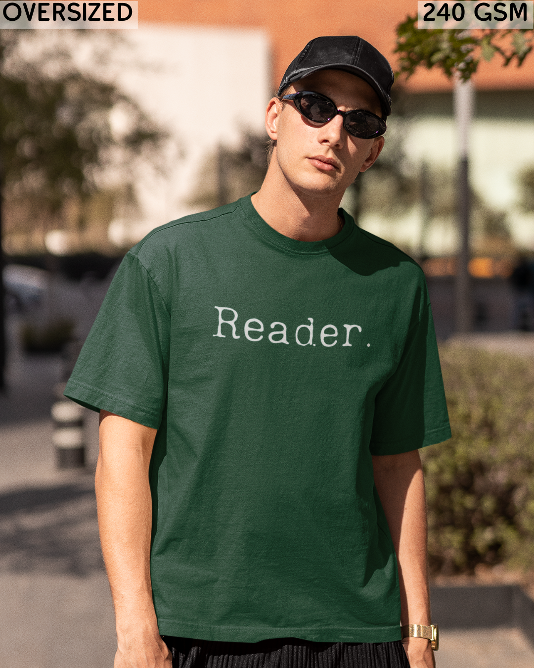 Reader Small (English) Text Oversized T-Shirt - Unisex