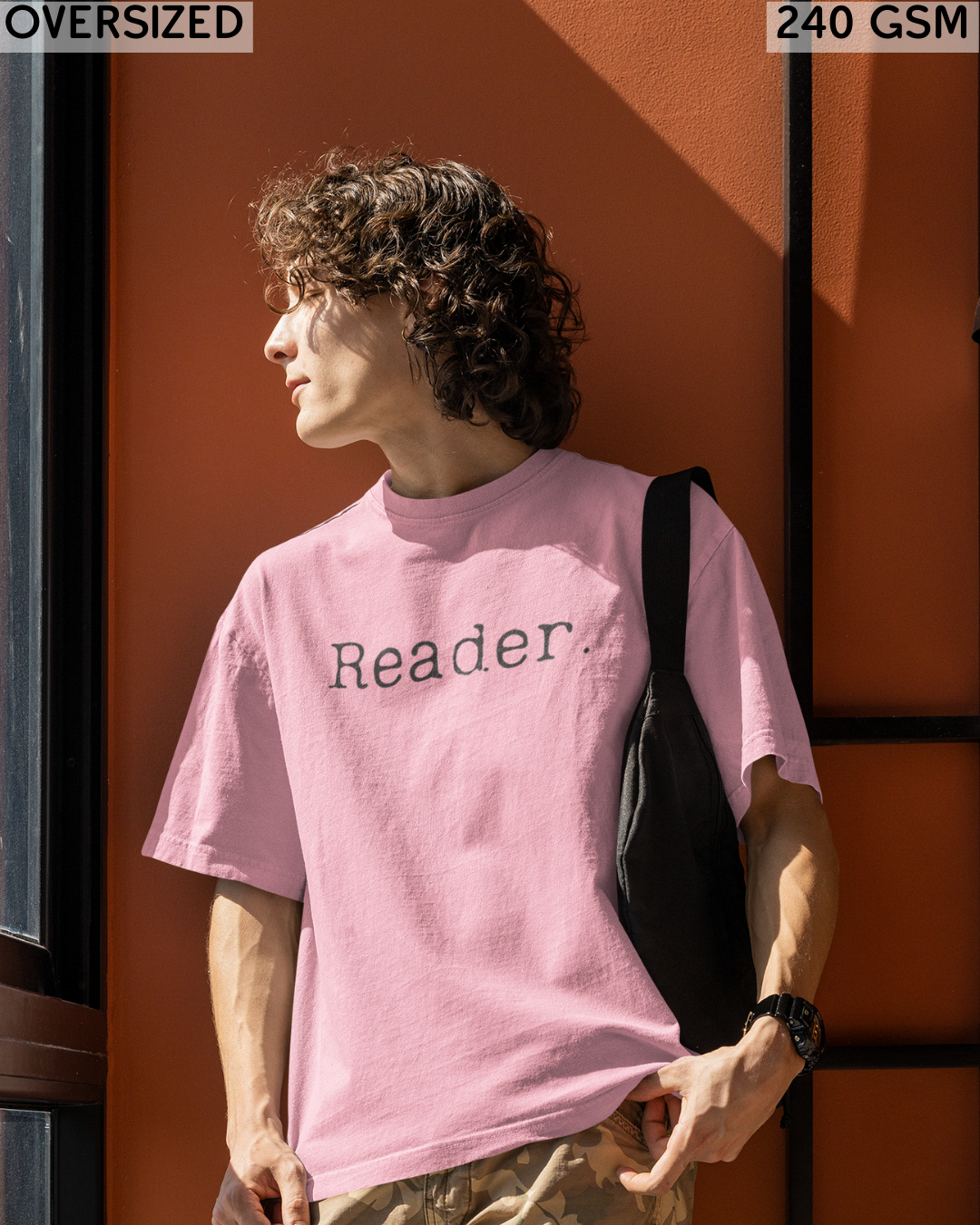 Reader Small (English) Text Oversized T-Shirt - Unisex