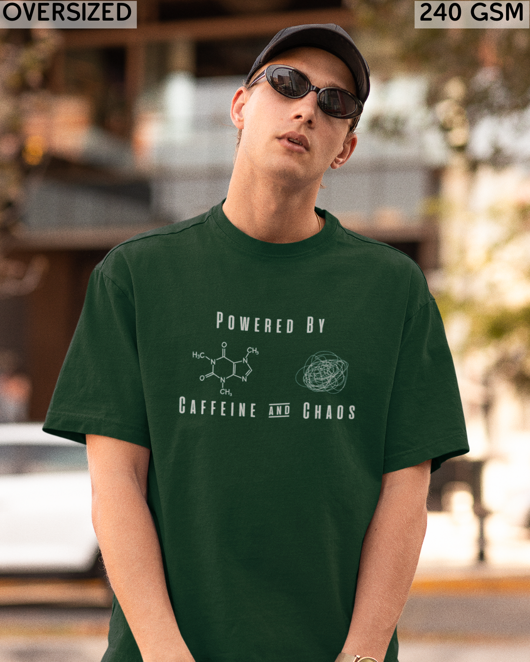Powered By Caffeine & Chaos Oversized T-Shirt - Unisex
