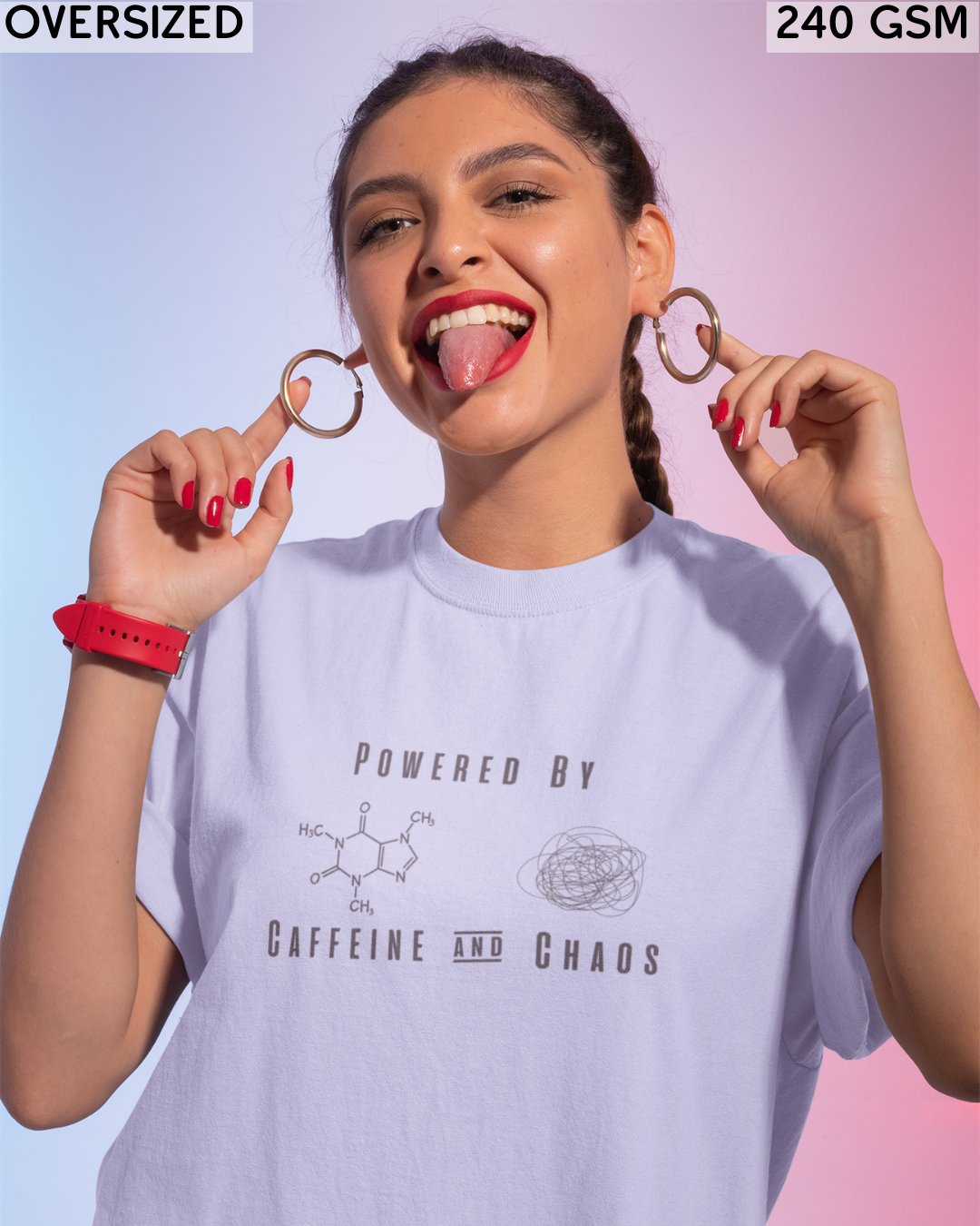 Powered By Caffeine & Chaos Oversized T-Shirt - Unisex