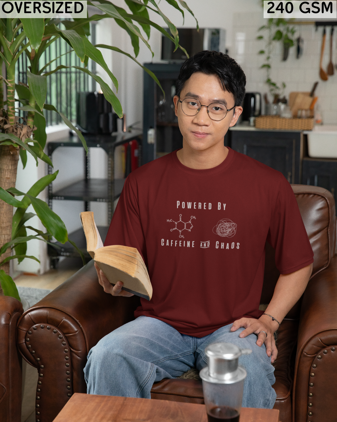 Powered By Caffeine & Chaos Oversized T-Shirt - Unisex