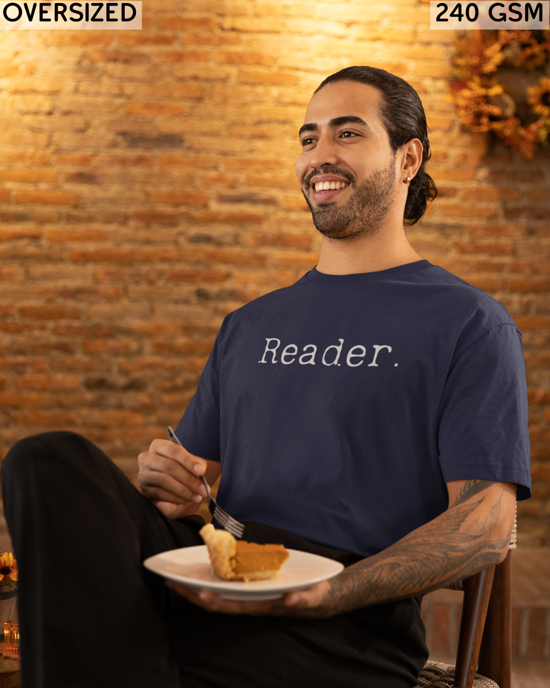 Reader Small (English) Text Oversized T-Shirt - Unisex