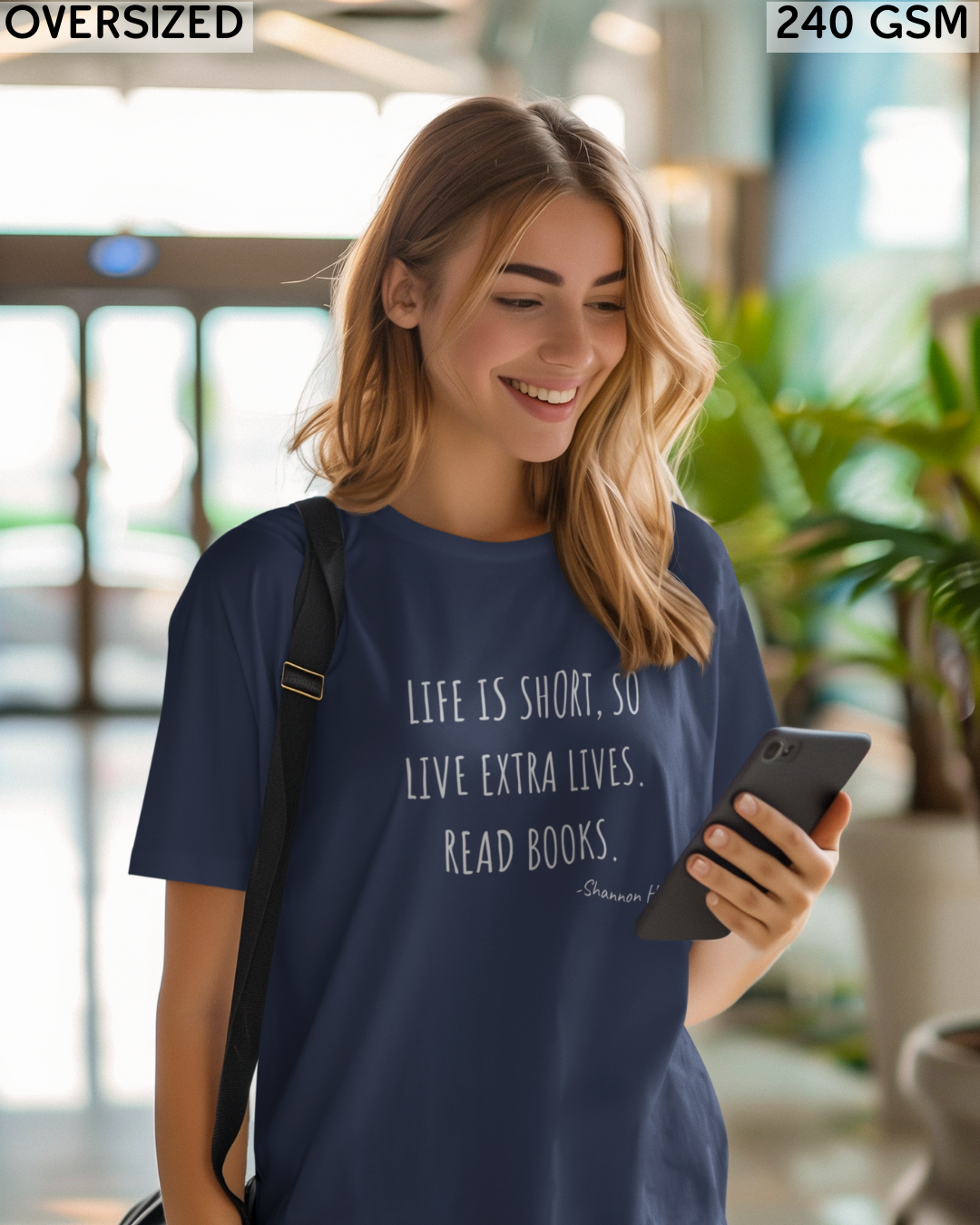 Life is Short So Live Extra Lives Read Books Oversized T-Shirt - Unisex