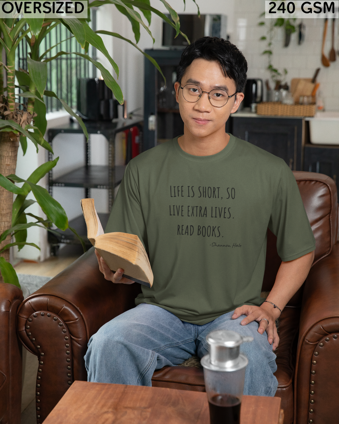 Life is Short So Live Extra Lives Read Books Oversized T-Shirt - Unisex