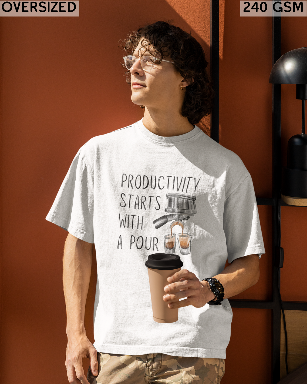 Productivity Starts With a Pour Oversized T-Shirt - Unisex