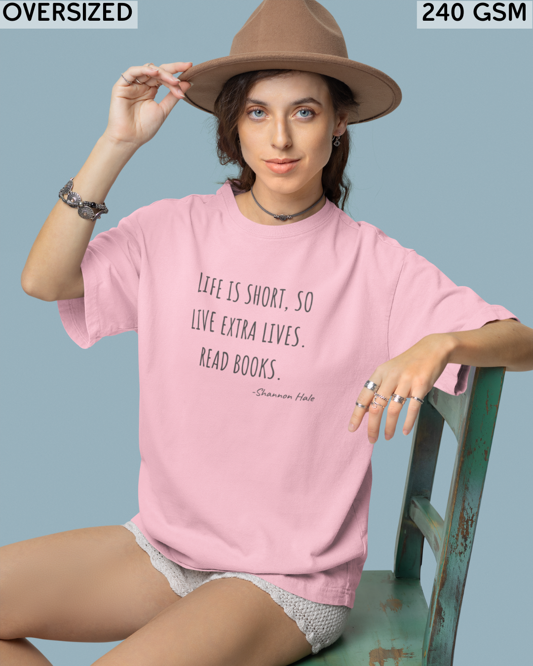 Life is Short So Live Extra Lives Read Books Oversized T-Shirt - Unisex