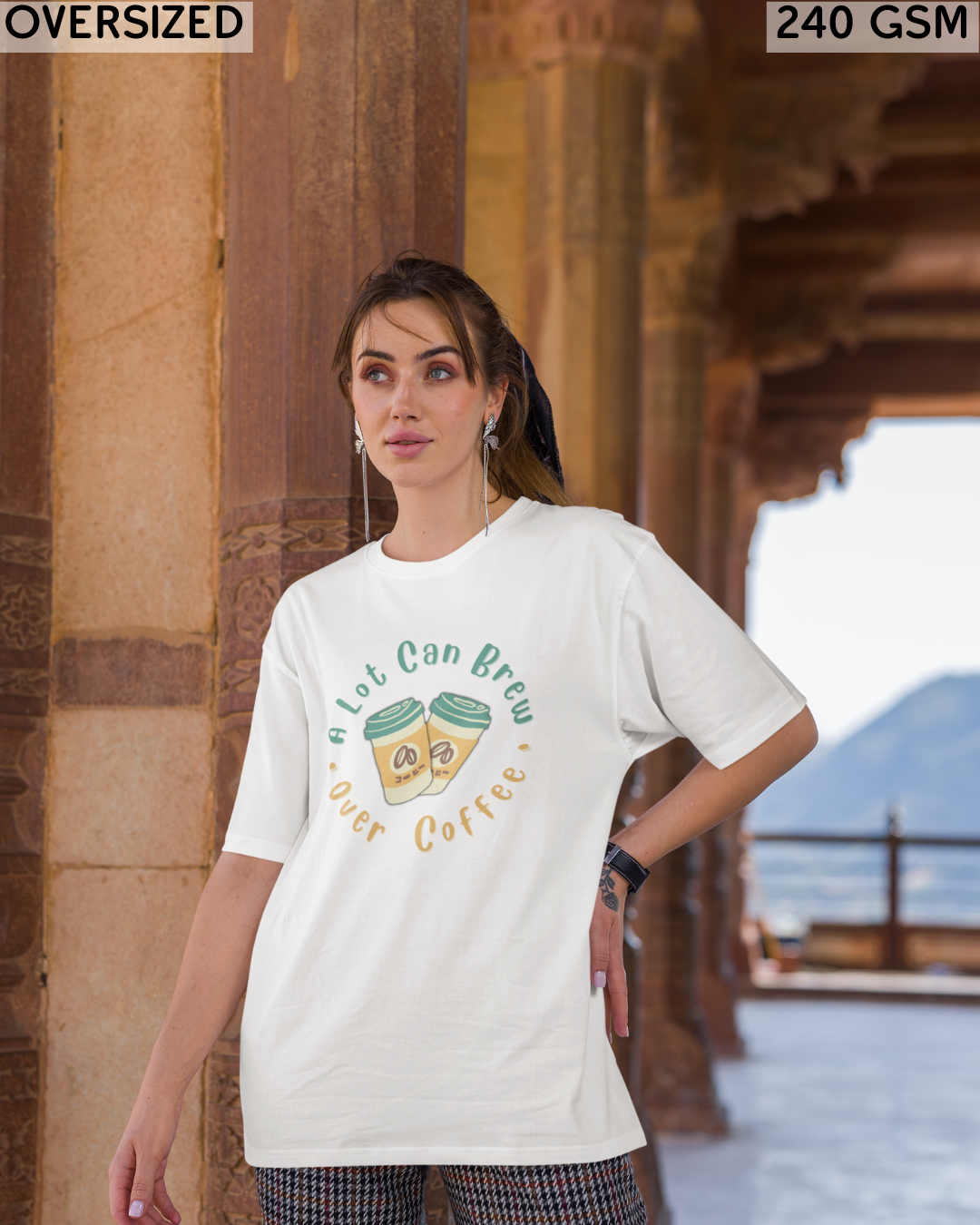 A Lot Can Brew Over Coffee Oversized T-Shirt - Unisex