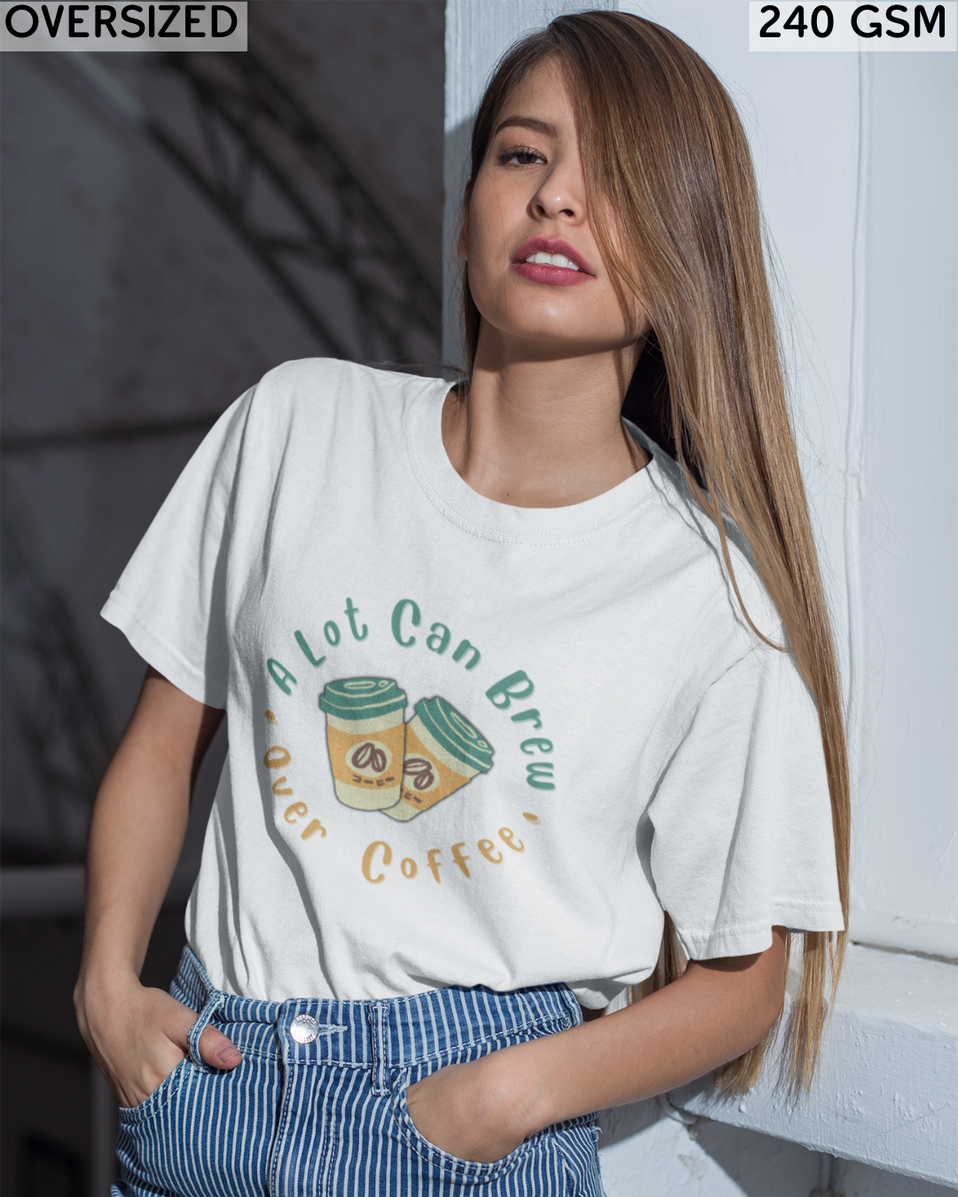 A Lot Can Brew Over Coffee Oversized T-Shirt - Unisex