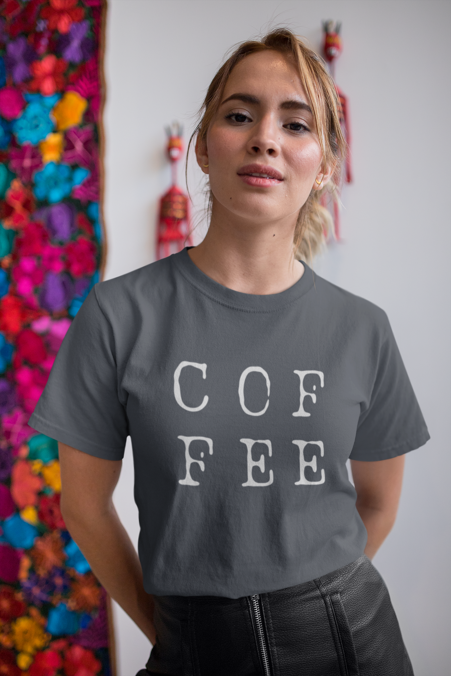 Coffee Large (English) Text T-Shirt - Unisex