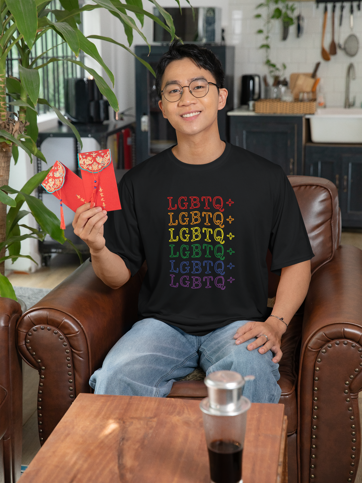 LGBTQ+ Rainbow Text Oversized T-Shirt - Unisex