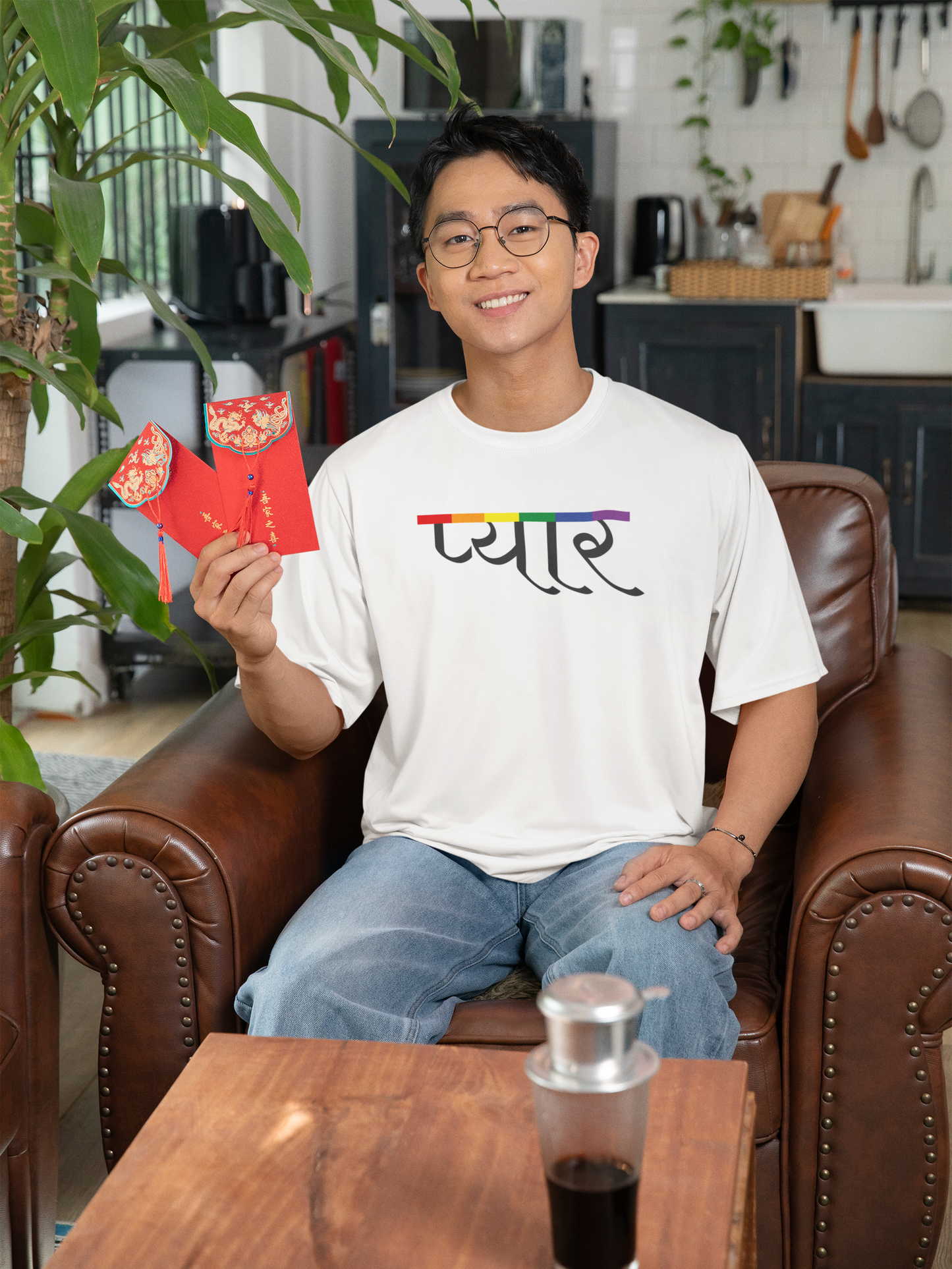 Love (Hindi) Text LGBTQ+ Oversized T-Shirt - Unisex