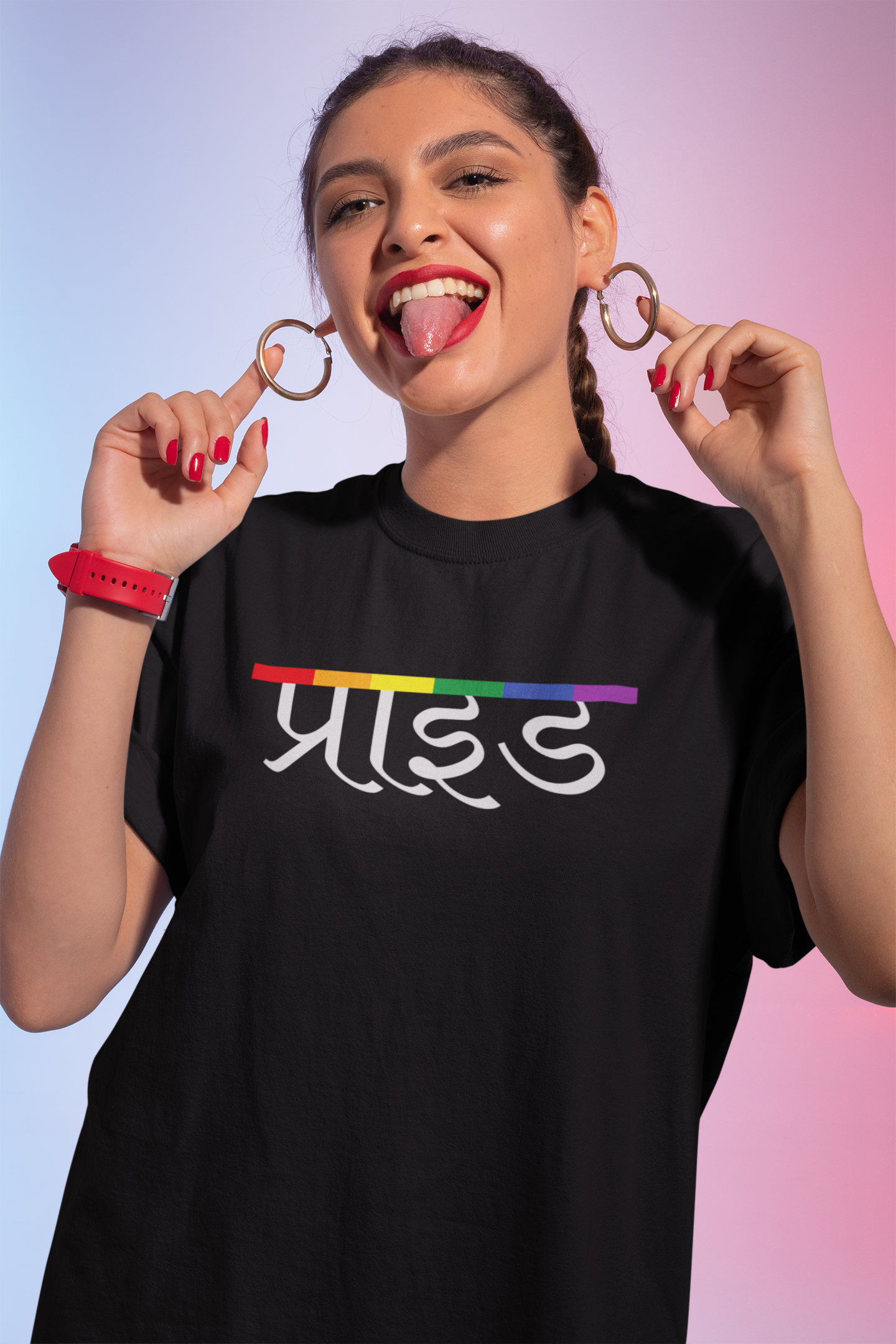 Pride (Hindi) Text LGBTQ+ Oversized T-Shirt - Unisex