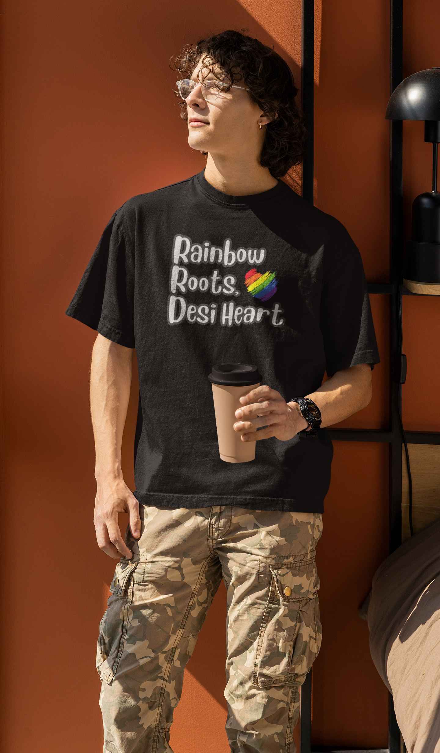 Rainbow Roots Desi Heart LGBTQ+ Oversized T-Shirt - Unisex