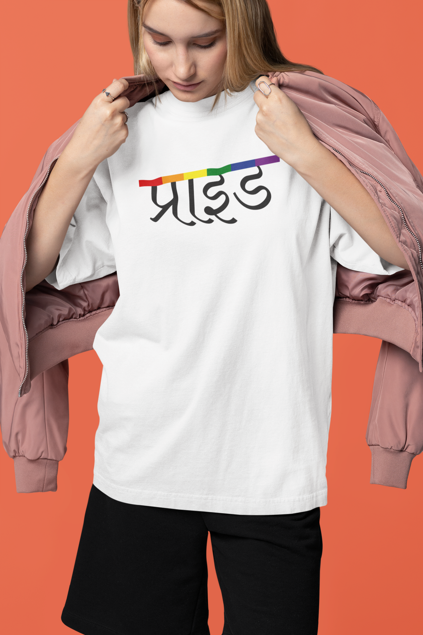 Pride (Hindi) Text LGBTQ+ Oversized T-Shirt - Unisex
