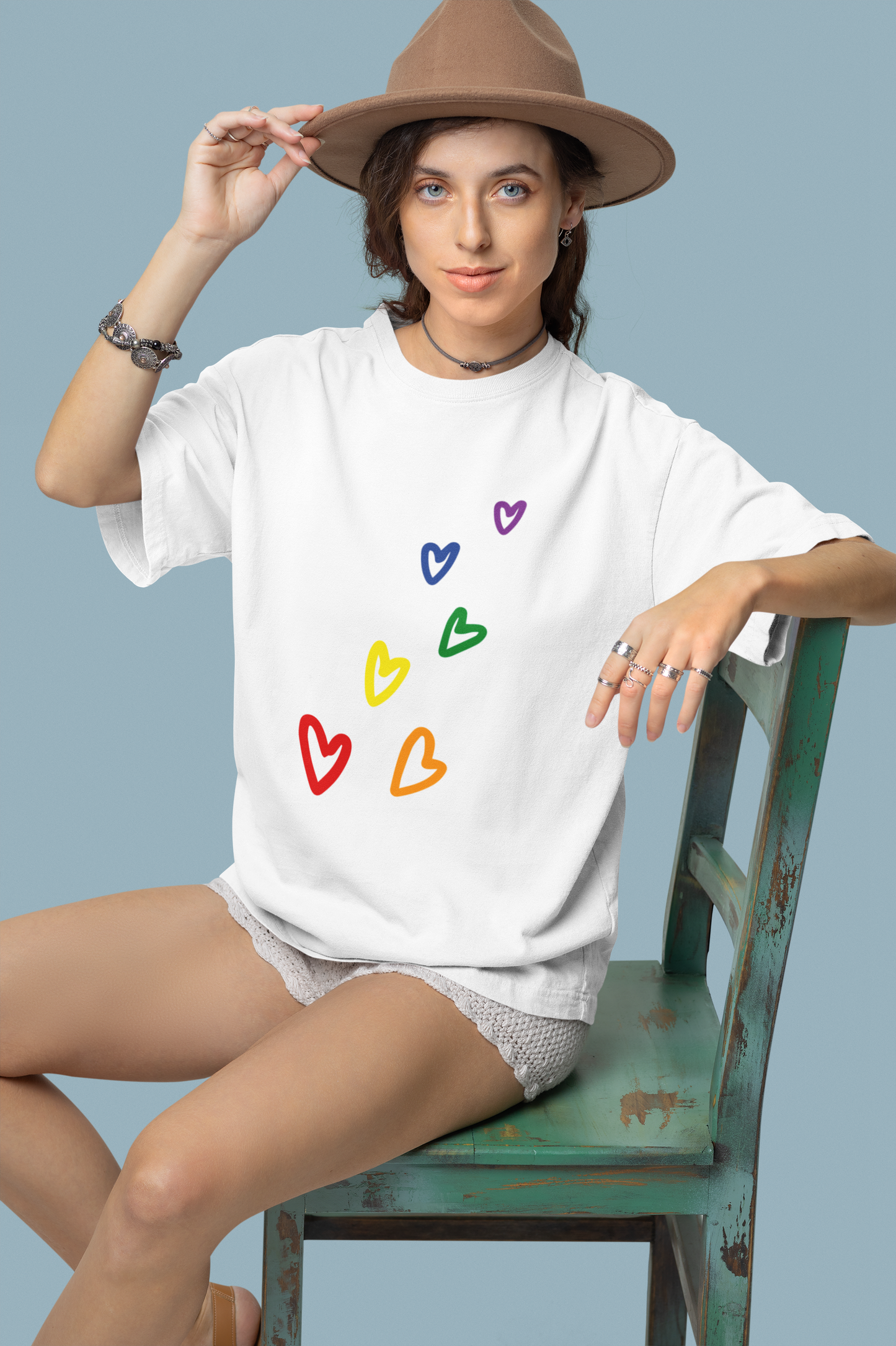 Rainbow Hearts LGBTQ+ Oversized T-Shirt - Unisex