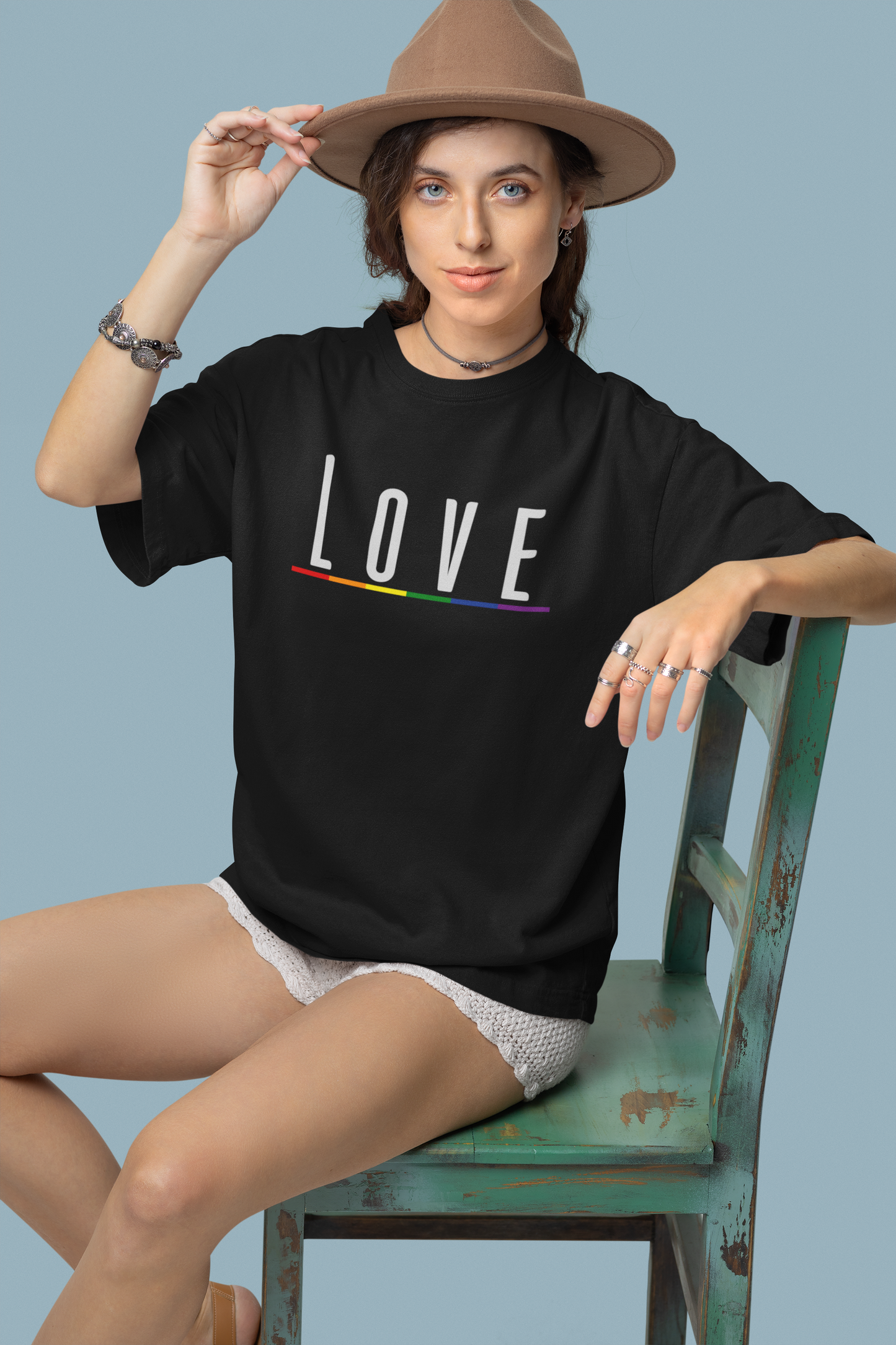 Love (English) Text LGBTQ+ Oversized T-Shirt - Unisex
