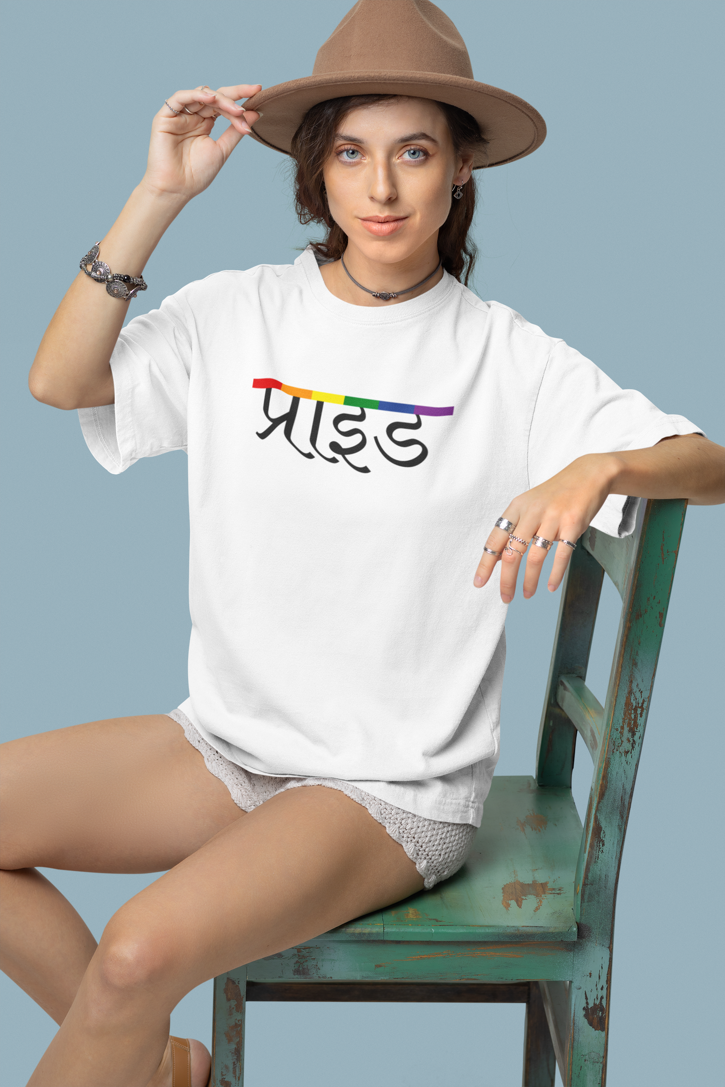 Pride (Hindi) Text LGBTQ+ Oversized T-Shirt - Unisex