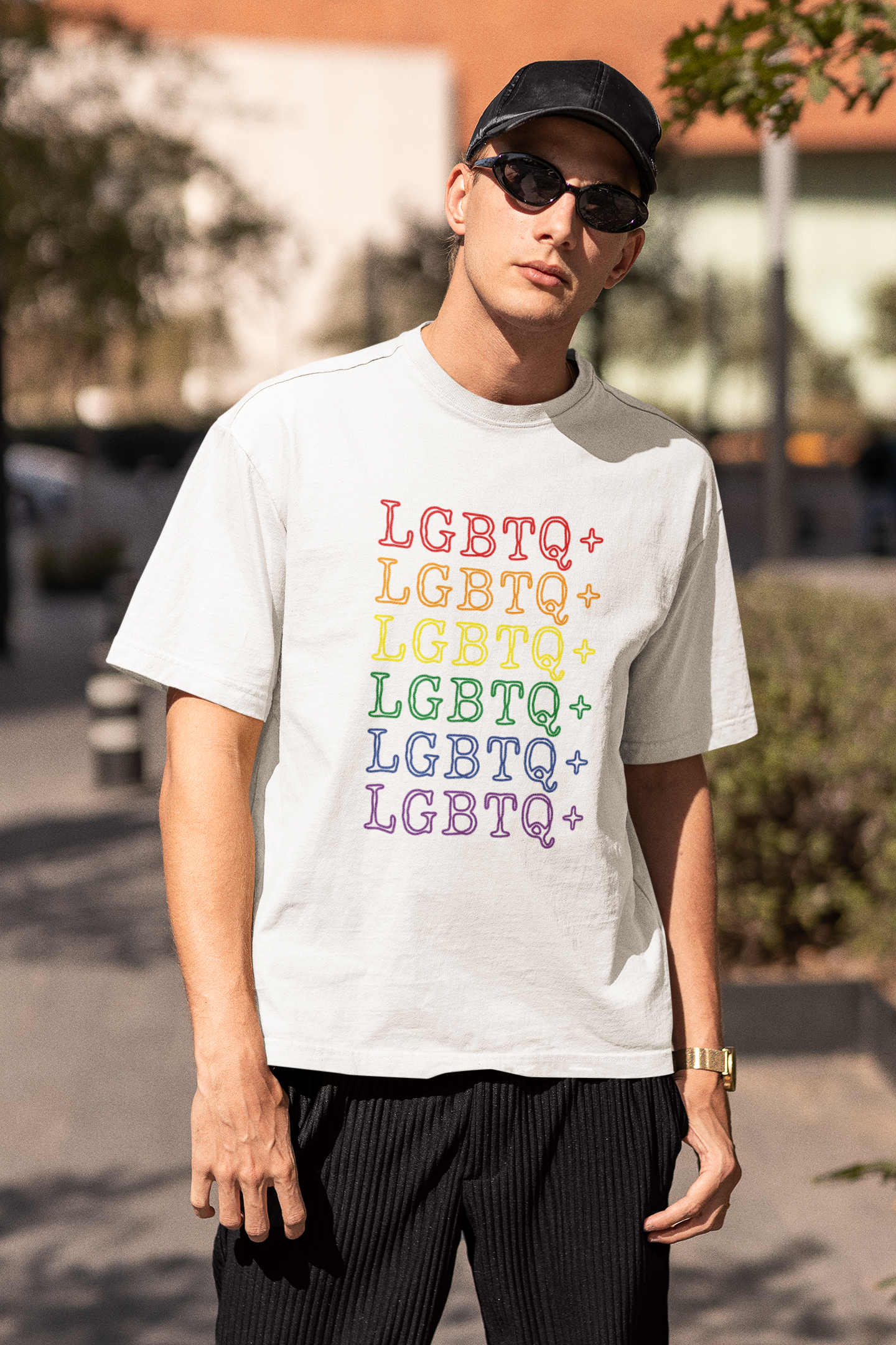 LGBTQ+ Rainbow Text Oversized T-Shirt - Unisex