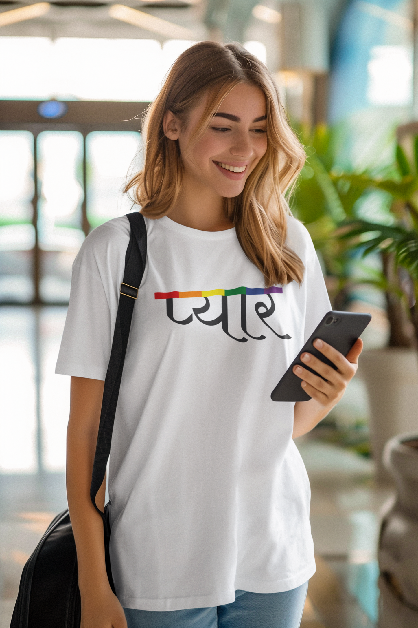 Love (Hindi) Text LGBTQ+ Oversized T-Shirt - Unisex