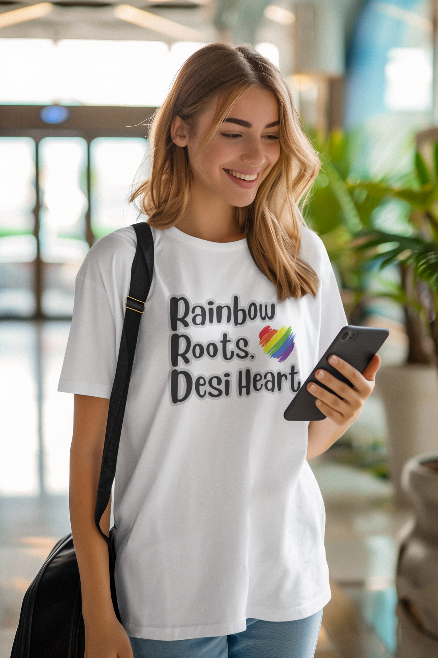 Rainbow Roots Desi Heart LGBTQ+ Oversized T-Shirt - Unisex