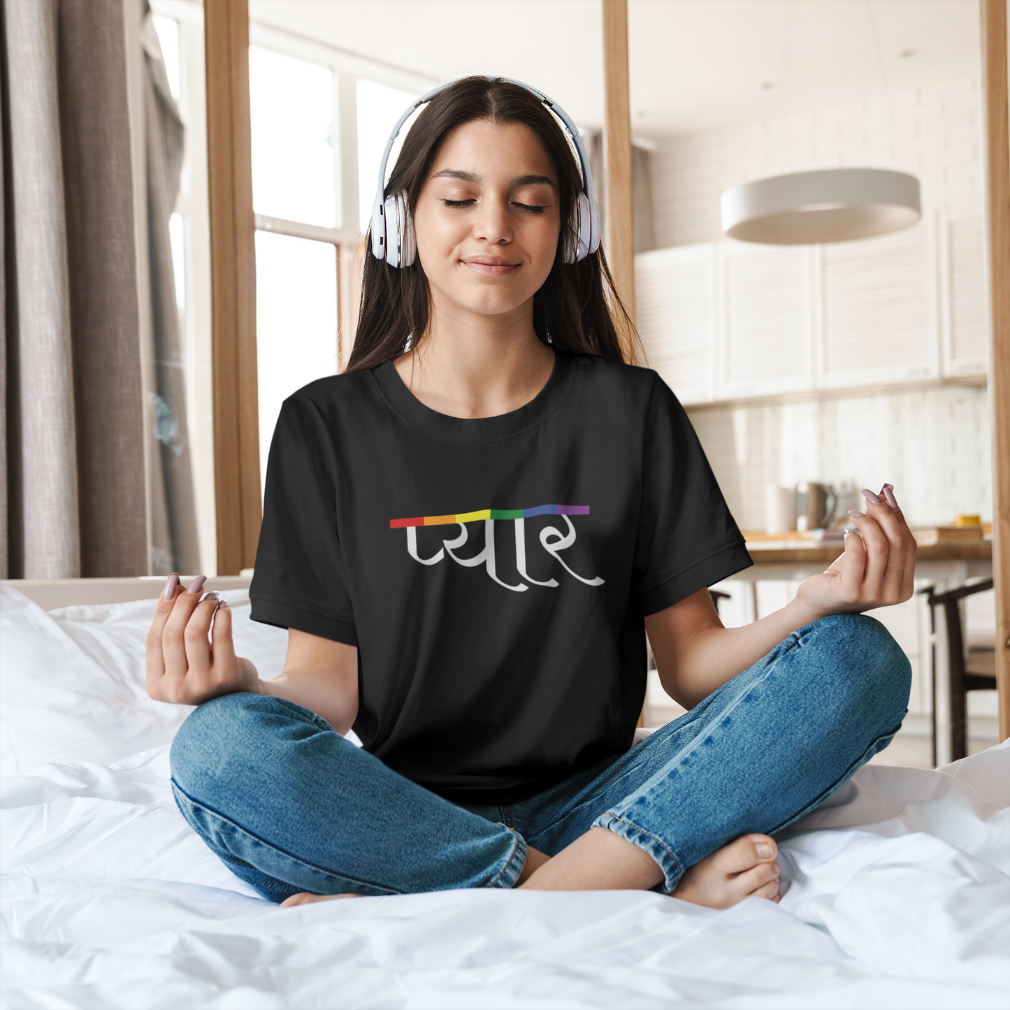 Love (Hindi) Text LGBTQ+ Oversized T-Shirt - Unisex