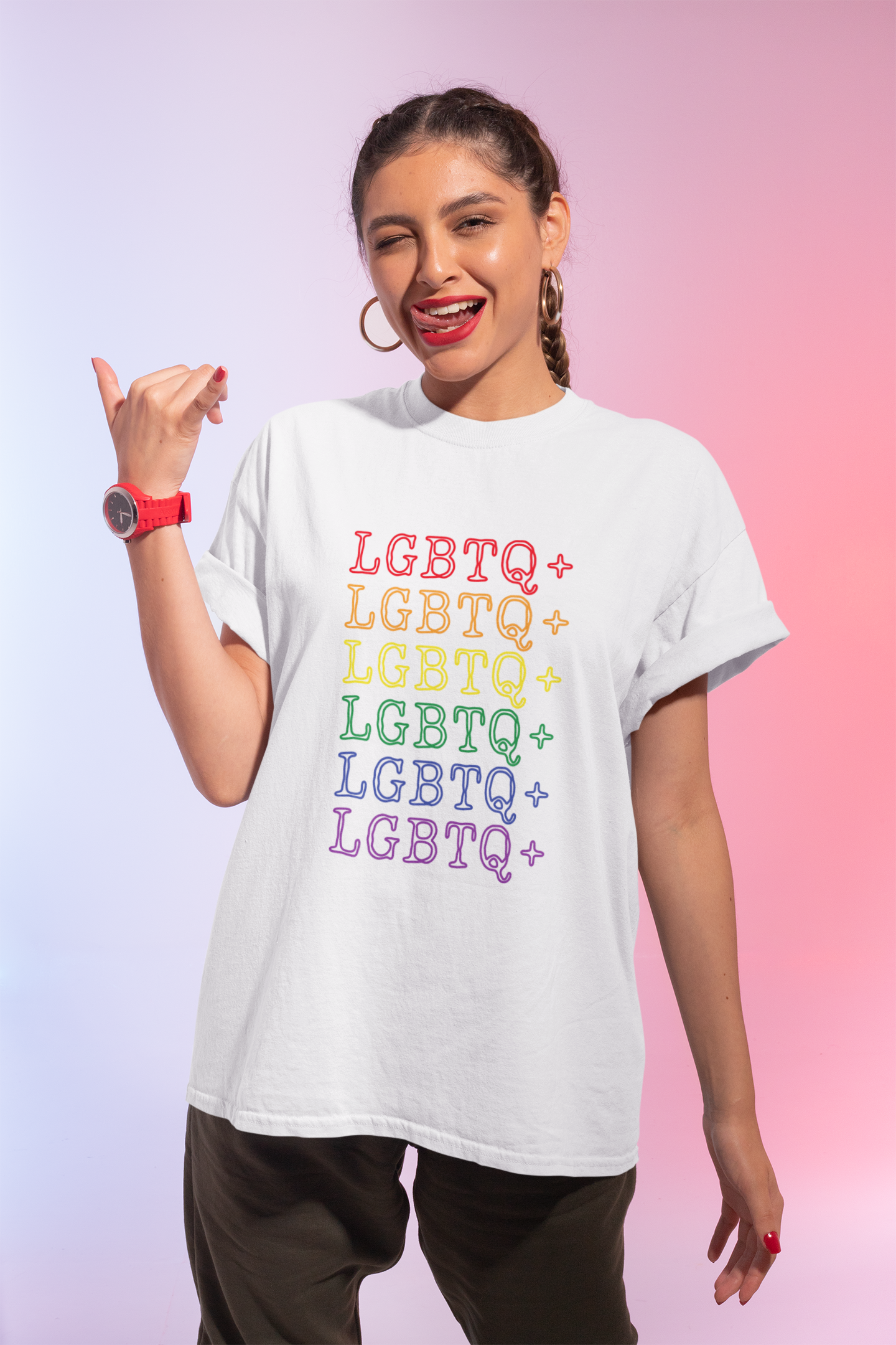 LGBTQ+ Rainbow Text Oversized T-Shirt - Unisex
