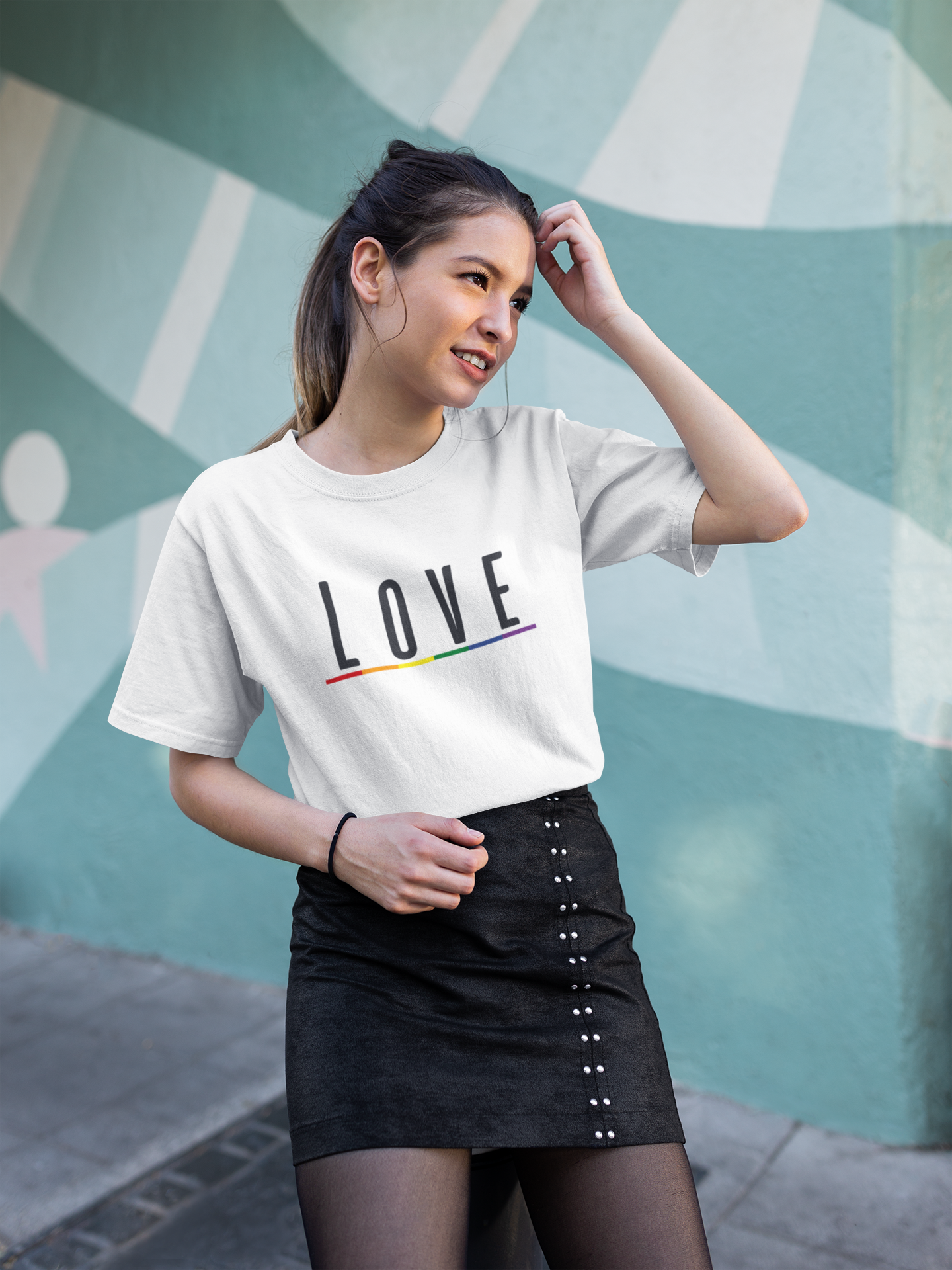 Love (English) Text LGBTQ+ Oversized T-Shirt - Unisex