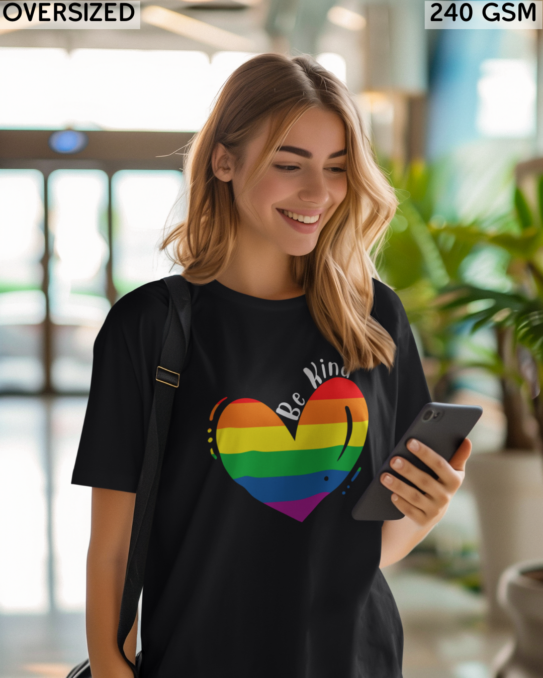 Be Kind Rainbow Heart LGBTQ+ Oversized T-Shirt - Unisex