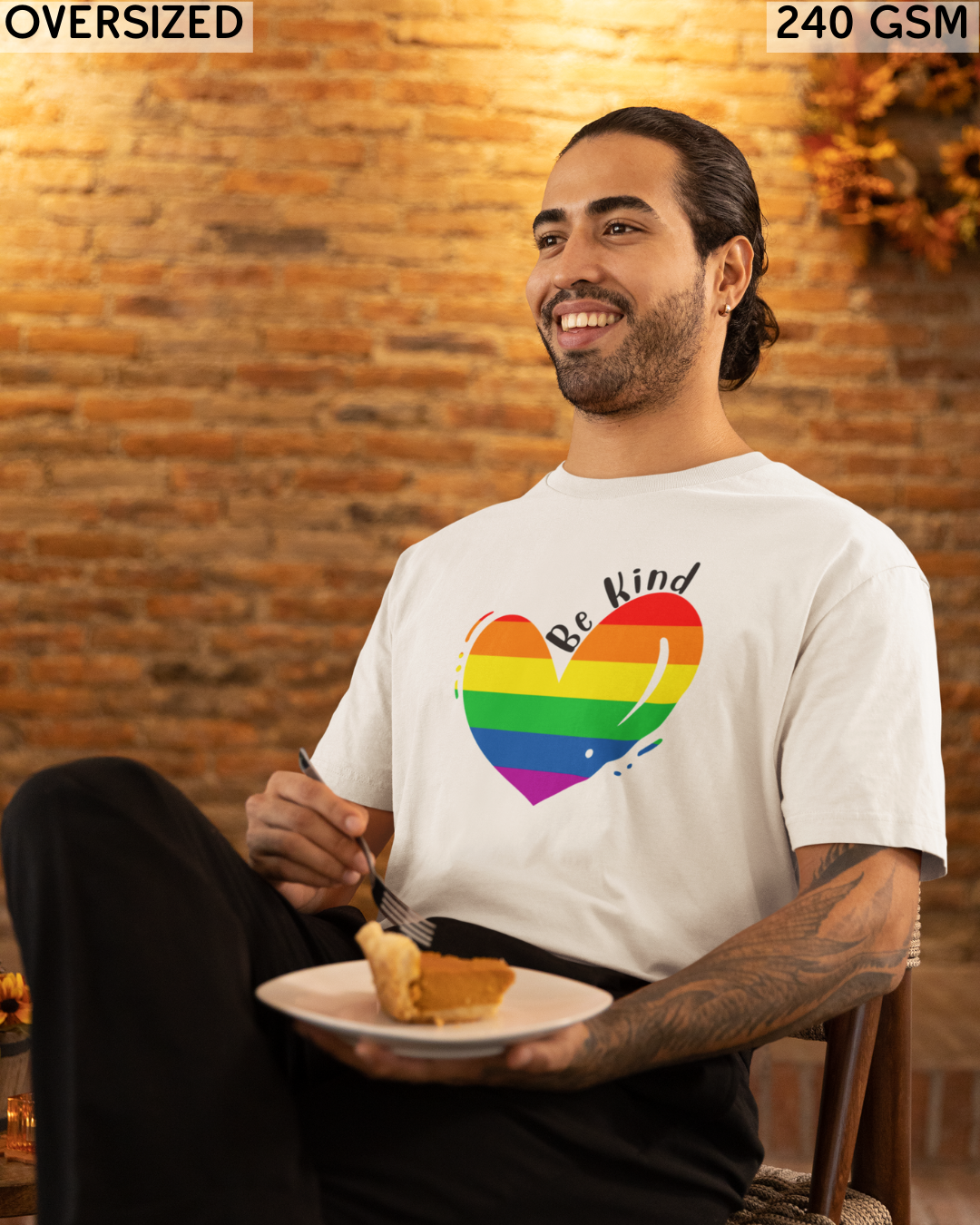 Be Kind Rainbow Heart LGBTQ+ Oversized T-Shirt - Unisex