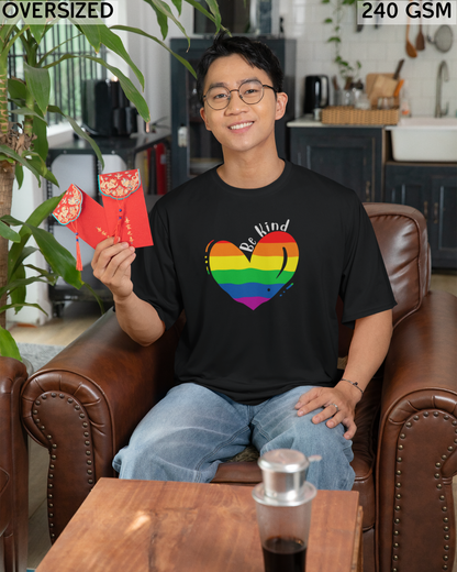 Be Kind Rainbow Heart LGBTQ+ Oversized T-Shirt - Unisex