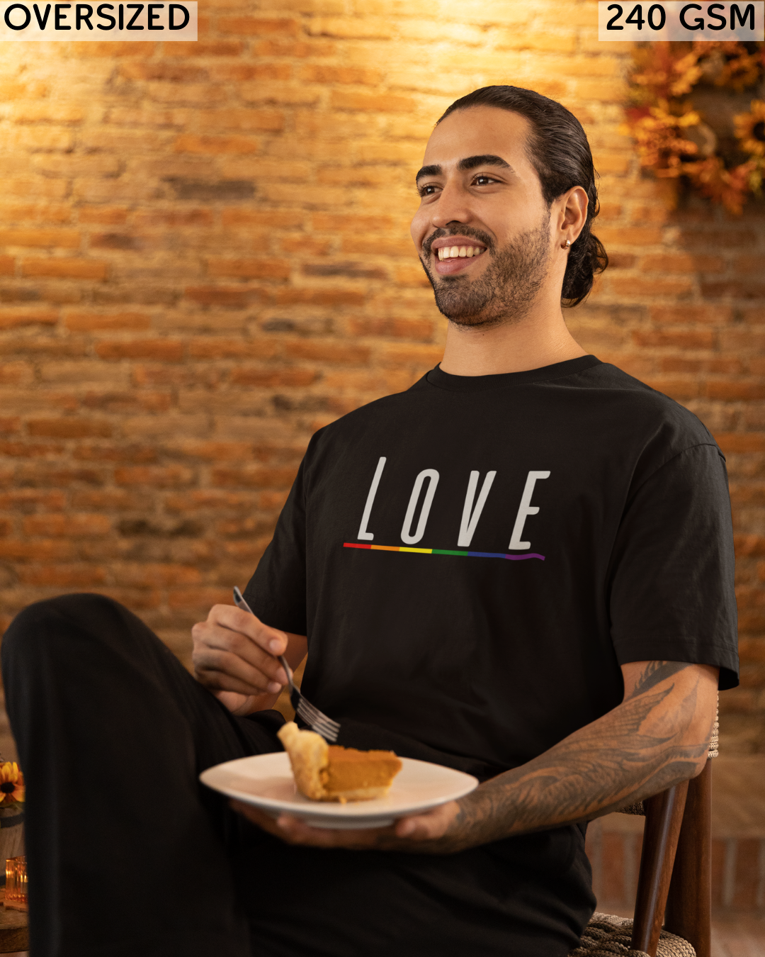 Love (English) Text LGBTQ+ Oversized T-Shirt - Unisex
