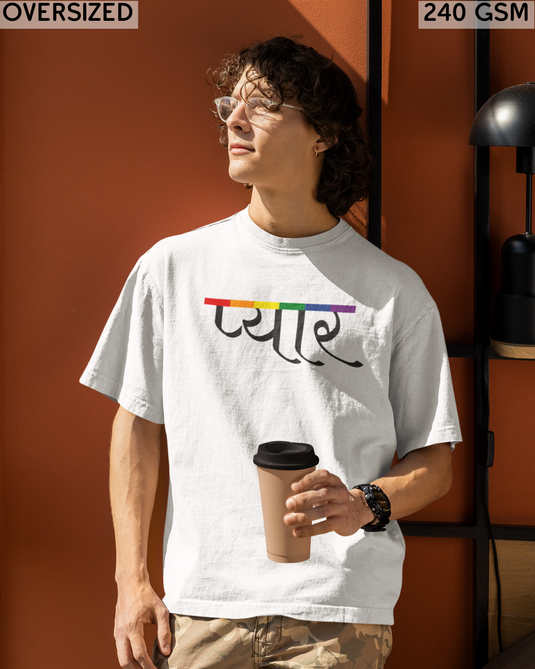 Love (Hindi) Text LGBTQ+ Oversized T-Shirt - Unisex