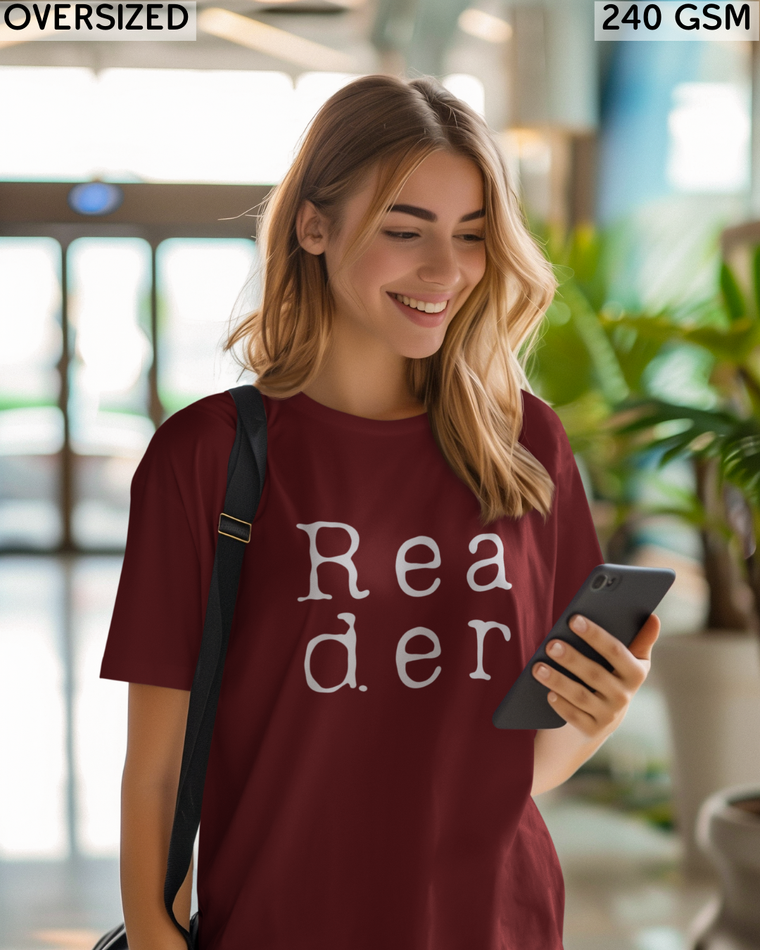 Reader Large (English) Text Oversized T-Shirt - Unisex