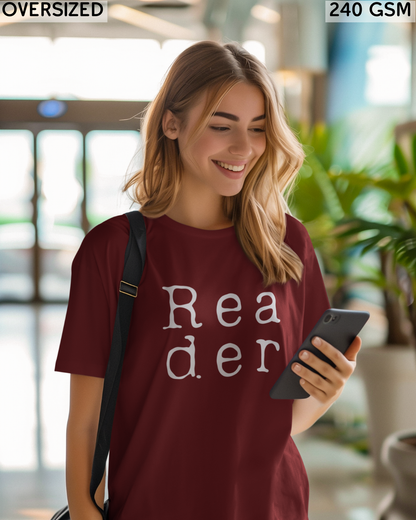 Reader Large (English) Text Oversized T-Shirt - Unisex
