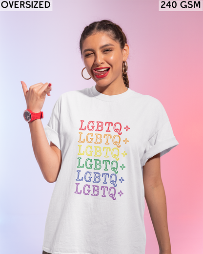 LGBTQ+ Rainbow Text Oversized T-Shirt - Unisex